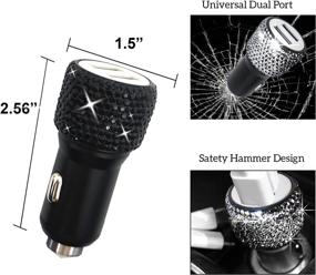 img 2 attached to 🚗 Black Bling Car Accessories Set - Dual USB Car Charger, Cup Holders, Phone Holder Mount, Car Hook Backseat, Glasses Holders - 20 Pack Kit Gift for Women Girls