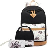 floral teen backpacks: sugaroom canvas school bags with lunch box - perfect for girls, kids, and college students logo