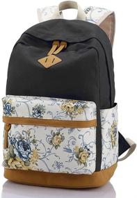 img 1 attached to Floral Teen Backpacks: Sugaroom Canvas School Bags with Lunch Box - Perfect for Girls, Kids, and College Students