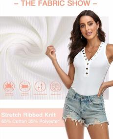 img 2 attached to Slim Fitted Henley Tank Tops For Women - LURANEE'S Ribbed Sleeveless Shirts Perfect For Summer With Button Detailing