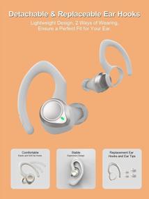 img 2 attached to Coucur Wireless Earbuds 5.1 Bluetooth Headphones Sport With Two Detachable Earhooks In Ear Wireless Earphones Noise Cancelling Touch Control, 30H Playtime Deep Bass IP7 Waterproof Headset