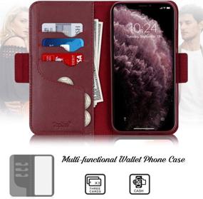 img 1 attached to Роскошный чехол-бумажник Toplive из натуральной воловьей кожи для iPhone 11 Pro с подставкой и потрясающим винно-красным оттенком