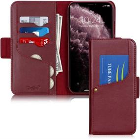 img 4 attached to Роскошный чехол-бумажник Toplive из натуральной воловьей кожи для iPhone 11 Pro с подставкой и потрясающим винно-красным оттенком