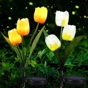 img 4 attached to Tulip Solar Garden Lights - Brighten Up Your Outdoor Space With Automatic Solar Flower Lights