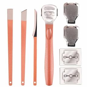 img 4 attached to Rose Gold 26 Piece Pedicure Callus Shaver Set - 1 Callus Shaver, 2 Foot File Heads, 20 Blades & 3 Skin Remover Tools