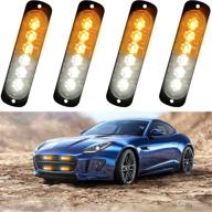 xt auto 6led car truck emergency beacon warning hazard flash strobe light amber/white 4-pack logo