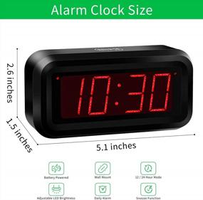 img 3 attached to Digital Clock, Battery Operated Clock, Cordless, Small LED Clock, 1.2'' Tall Sparkling Red LED Number Display, Snooze, Alarm Clock For Heavy Sleepers Adults Kids Students Bedroom Bathroom Kitchen