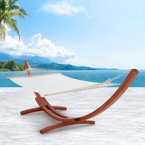 img 3 attached to ECOTOUGE Sustainable Single Person Hammock: 12 FT Weather-Resistant Wooden Stand For Ultimate Backyard Relaxation