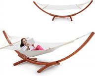 ecotouge sustainable single person hammock: 12 ft weather-resistant wooden stand for ultimate backyard relaxation logo