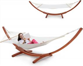 img 4 attached to ECOTOUGE Sustainable Single Person Hammock: 12 FT Weather-Resistant Wooden Stand For Ultimate Backyard Relaxation