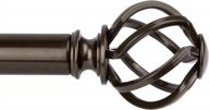 kamanina 1-inch single curtain rod with twisted cage finials, expandable 72-144 inches (6-12 feet) in bronze finish for enhanced seo logo