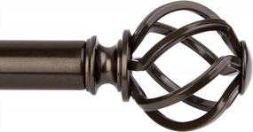 img 4 attached to KAMANINA 1-Inch Single Curtain Rod With Twisted Cage Finials, Expandable 72-144 Inches (6-12 Feet) In Bronze Finish For Enhanced SEO