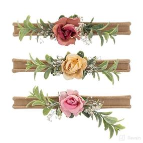 img 4 attached to 🌸 Adorable Floral Baby Girl Headbands - Set of 3 Hair Bands for Infants and Toddlers