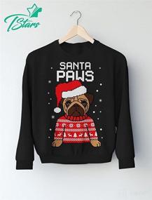 img 1 attached to Santa Paws Pug Ugly Christmas Sweater Kids Sweatshirt - Festive Dog Long Sleeve T-Shirt