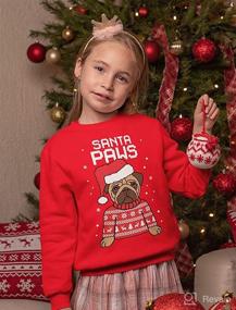 img 2 attached to Santa Paws Pug Ugly Christmas Sweater Kids Sweatshirt - Festive Dog Long Sleeve T-Shirt