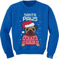 santa paws pug ugly christmas sweater kids sweatshirt - festive dog long sleeve t-shirt logo