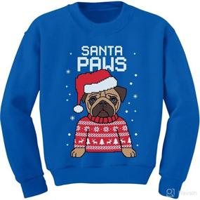 img 4 attached to Santa Paws Pug Ugly Christmas Sweater Kids Sweatshirt - Festive Dog Long Sleeve T-Shirt