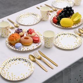 img 1 attached to 🎉 201 Party Supplies Set: Premium Gold Dot Dinnerware for 25 Guests - Perfect for Wedding, Bridal Shower, Baby Shower & Holiday Parties