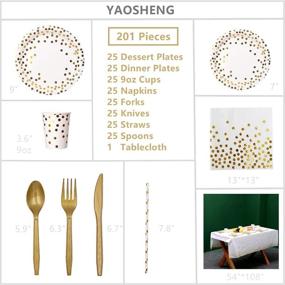 img 3 attached to 🎉 201 Party Supplies Set: Premium Gold Dot Dinnerware for 25 Guests - Perfect for Wedding, Bridal Shower, Baby Shower & Holiday Parties