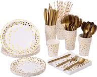 🎉 201 party supplies set: premium gold dot dinnerware for 25 guests - perfect for wedding, bridal shower, baby shower & holiday parties logo