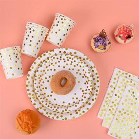 img 2 attached to 🎉 201 Party Supplies Set: Premium Gold Dot Dinnerware for 25 Guests - Perfect for Wedding, Bridal Shower, Baby Shower & Holiday Parties