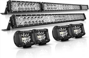 img 4 attached to Комбинированный комплект светодиодной панели Autofeel - 52-дюймовый + 32-дюймовый прожектор 35000 лм с 4-дюймовыми светодиодными блоками для грузовиков, UTV и лодок