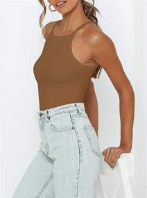 img 2 attached to 👗 Stylish Strappy Sleeveless Racerback Camisole Bodysuit: Women's Fashion Must-Have