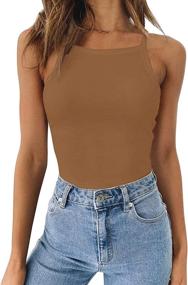 img 4 attached to 👗 Stylish Strappy Sleeveless Racerback Camisole Bodysuit: Women's Fashion Must-Have