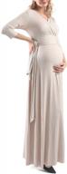 maternity dress: 3/4 sleeve wrap maxi dress with belt for baby shower and casual wear by tanzendan women logo