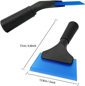 img 2 attached to 🪟 FOSHIO Small Squeegee - 5" Dark Blue Rubber Blade Mini Wiper Window Tinting Tools for Mirror Glass Window Cleaner - Non-Slip Handle