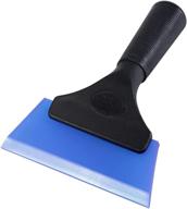 🪟 foshio small squeegee - 5" dark blue rubber blade mini wiper window tinting tools for mirror glass window cleaner - non-slip handle logo
