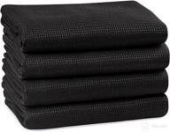 premium black microfiber cleaning cloth pack of 4 - ideal for kitchen, glass, auto, lint free and absorbent logo