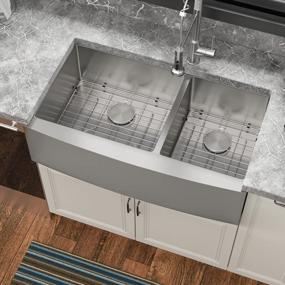 img 3 attached to 36 Double Bowl Farmhouse Sink - Sarlai 36 Inch Farm Kitchen Sink Double Bowl 60/40 Stainless Steel 16 Gauge Farm Kitchen Sink