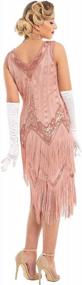 img 2 attached to Женское платье в стиле ар-деко 1920-х годов в стиле «Великий Гэтсби» — расшитое блестками, украшенное жемчугом и бахромой платье-флаппер с V-образным вырезом от PrettyGuide