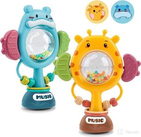 img 4 attached to Enhance Mealtime Fun with nicknack Baby Suction Toy for High Chair 👶 - 2PCS Suction Cup Toys for Table Activities & Rattle for Babies 6 Months+