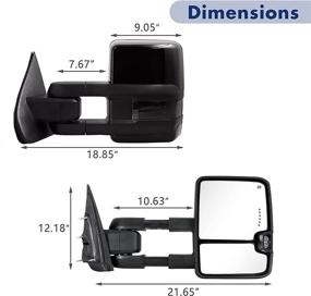 img 2 attached to Towing Mirror For Silverado Sierra - Compatible With 2014-2018 Chevy Silverado GMC Sierra 1500 2500 HD 3500 HD With Power Adjusted Heated Glass Running Turn Signal Lights Light (Painted Black Back）