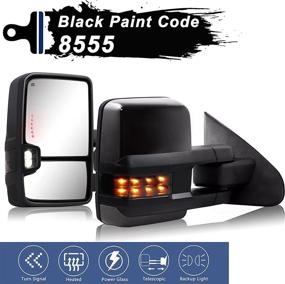img 4 attached to Towing Mirror For Silverado Sierra - Compatible With 2014-2018 Chevy Silverado GMC Sierra 1500 2500 HD 3500 HD With Power Adjusted Heated Glass Running Turn Signal Lights Light (Painted Black Back）