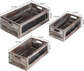 img 2 attached to MyGift Torched Wood Decorative Storage Organizer Bin, Small Nesting Crate Box With Chalkboard Front Panel, 3 Piece Set