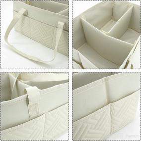 img 3 attached to 👶 W Design Diaper Caddy - Baby Storage with Organizing Compartments Organizer- gift idea for expectant mothers - collapsible - Cream colored