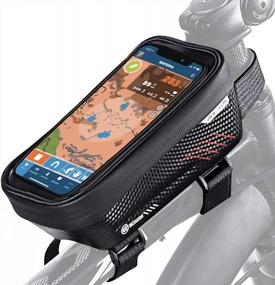 img 4 attached to Waterproof Bicycle Front Frame Bag With Hard Shell, Fits Phones Under 6.5 Inches, Top Tube Bike Pouch Compatible With IPhone 11, 12, XR - BUCKLOS Handlebar Bag With Pressure Resistance