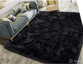 img 4 attached to 🎉 GOKISNE Silky Fluffy Area Rug for Bedroom and Living Room - 3' x 5' Shaggy Plush Carpet in Black