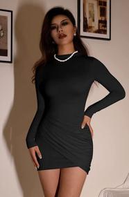 img 2 attached to GOBLES Women'S Long Sleeve Elegant Sexy Bodycon Ruched Mini Cocktail Dress