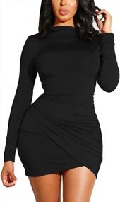img 4 attached to GOBLES Women'S Long Sleeve Elegant Sexy Bodycon Ruched Mini Cocktail Dress