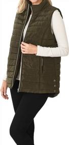 img 3 attached to Quilted Women'S Vest With Side Pockets And Stylish Snap Button Details
