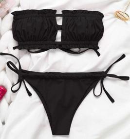 img 3 attached to BIKINX Bandeau Thong Bikini Set с регулируемой завязкой по бокам для женщин - сексуальный купальный костюм из двух частей