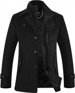 aptro men's pea coat wool jacket windbreaker w/ detachable inner rib - premium quality logo