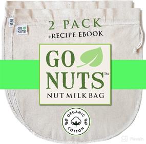 img 4 attached to 🥛 GoNuts 2-PACK 12"x12" Nut Milk Bag - 100% Organic Cotton Cheesecloth Strainer Filter - Premium Grade for Almond Milk, Celery Juicing, Cold Brew Coffee, Tea, Yogurt & Tofu - Restaurant & Commercial Use