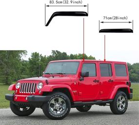 img 3 attached to 🚗 Lightronic WV94249 Tape-on Side Window Visor Deflector Rain Guard for Jeep Wrangler Unlimited & Wrangler JK Unlimited - Dark Smoke Shatterproof - 4 PCS Set (2007-2017 & 2018)