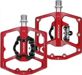 img 2 attached to FOOKER MTB Mountain Bike Pedals - Dual Flat/SPD Functionality, 3 Sealed Bearings, Aluminum 9/16" Platform - Compatible With Road, Mountain, BMX, And MTB Bikes - Includes Cleats For Enhanced Traction
