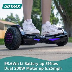 img 2 attached to Gotrax NOVA PRO Hoverboard With LED 6.5" Offroad Tires, Music Speaker And 6.2Mph & 5 Miles, UL2272 Certified, Dual 200W Motor And 93.6Wh Battery All Terrain Self Balancing Scooters For Kids Adults